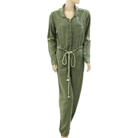 Free People Quinn Coveralls Jumpsuit Dress Cargo Texture Utility Solid S 267065 - Picture 5 of 8